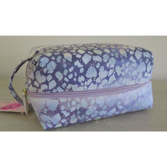 Betsey Johnson CLB-1023 Purple Multi Leopard Print Loaf Cosmetic Bag - Picture 4 of 12